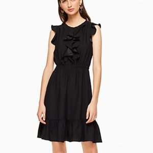 Kate spade 8 black black crepe ruffle neck dress